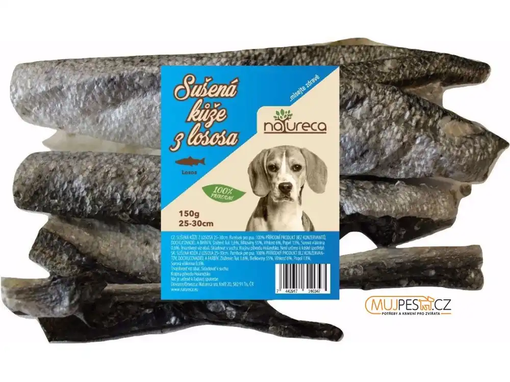 NATURECA pochoutka Losos kůže sušená 25-30cm 150g Výprodej