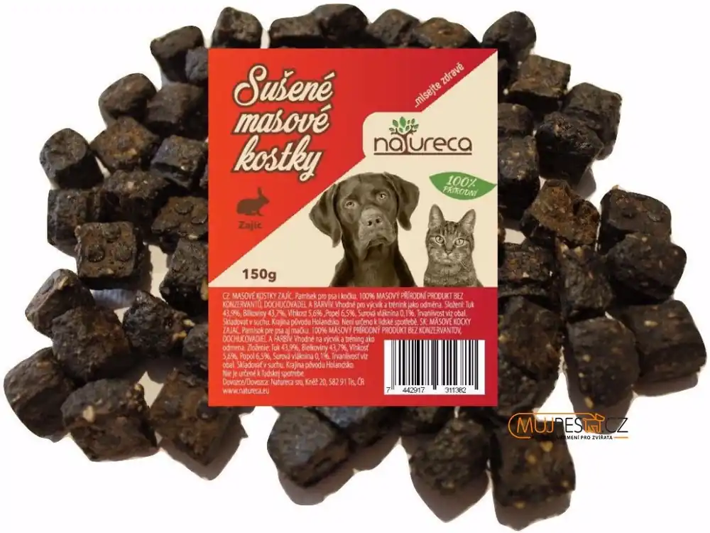 Cenový Hit NATURECA pochoutka Masové kostky-Zajíc, 100%maso 150g