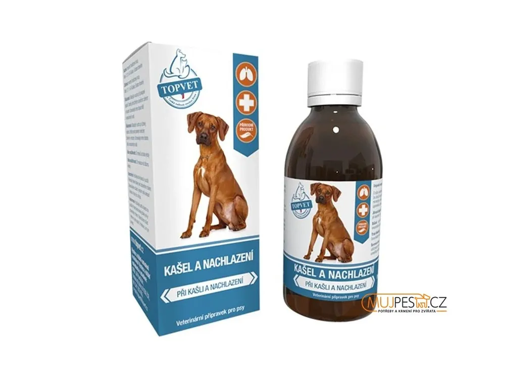 Levný Kašel a nachlazení sirup pro psy TOPVET 200ml