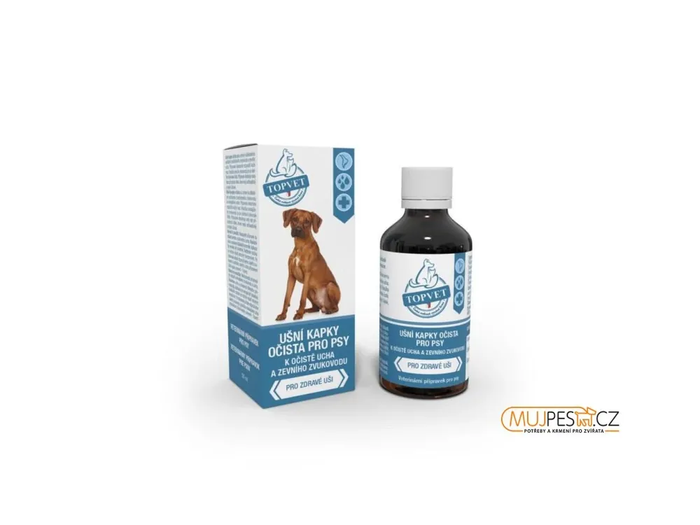 Ušní kapky očista pro psy TOPVET 50ml Rychlé Dodání