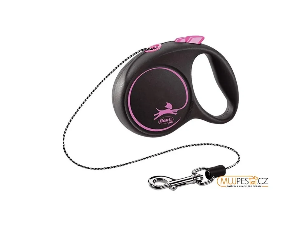 Flexi Black Design XS lanko 3 m růžové 8 kg Nová Kolekce