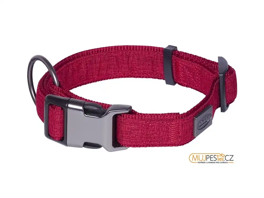 Přímo Od Výrobce Nobby LINEN DELUXE obojek nylon červený S-M 28-40 cm