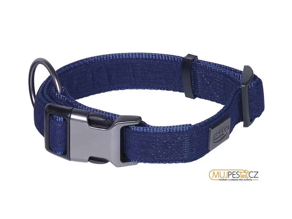 Nobby LINEN DELUXE obojek nylon modrá S-M 28-40 cm Objednat Nyní