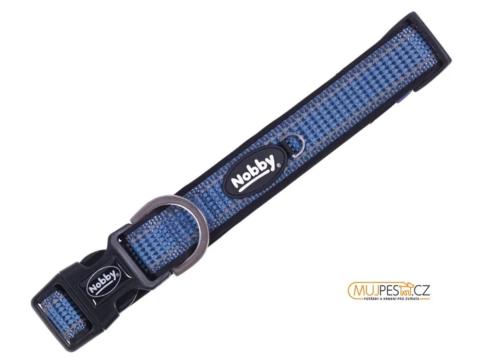 Značkový Nobby KALEA obojek nylon reflexní modrá L-XL 50-70cm