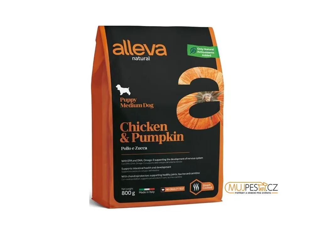 Vrácení Zdarma ALLEVA NATURAL Dog Dry Puppy Chicken&Pumpkin Medium 800g
