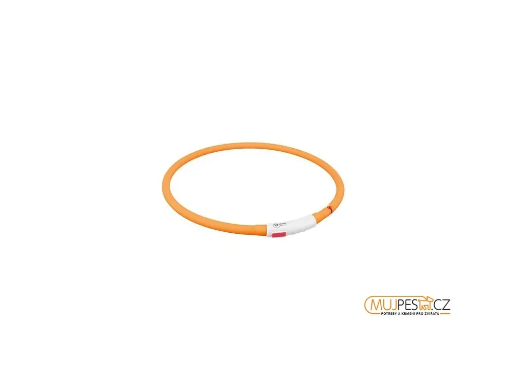 Sezónní Sleva Flash USB svítící obojek XS-XL 70 cm / 10 mm, - oranžová