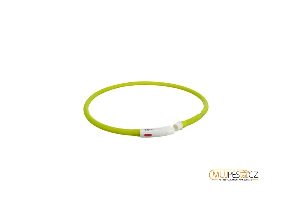 Časově Omezené Flash USB svítící obojek XS-XL 70 cm / 10 mm, zelený