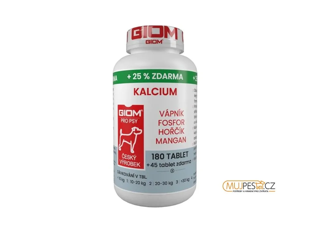 Omezená Nabídka Giom S Kalcium pes, kočka + 20% zdarma