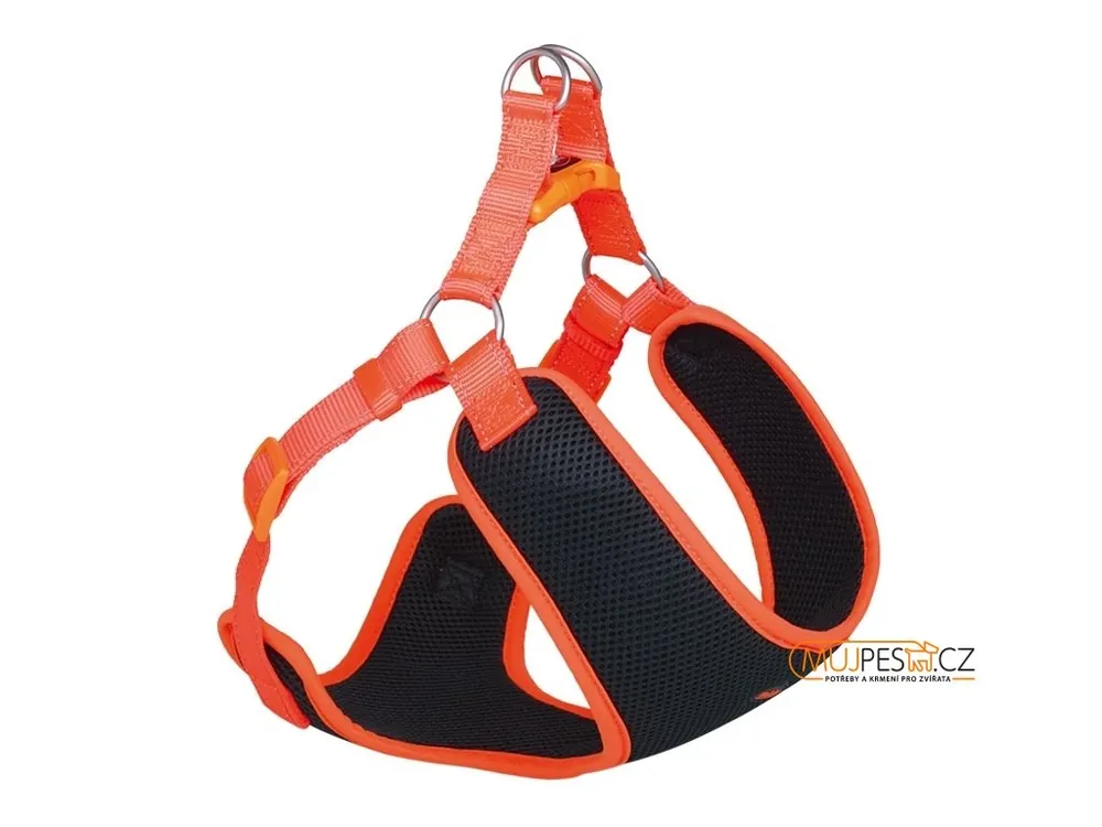 Pouze Dnes Nobby BLACK MESH REFLECT hrudní postroj S oranžová neon