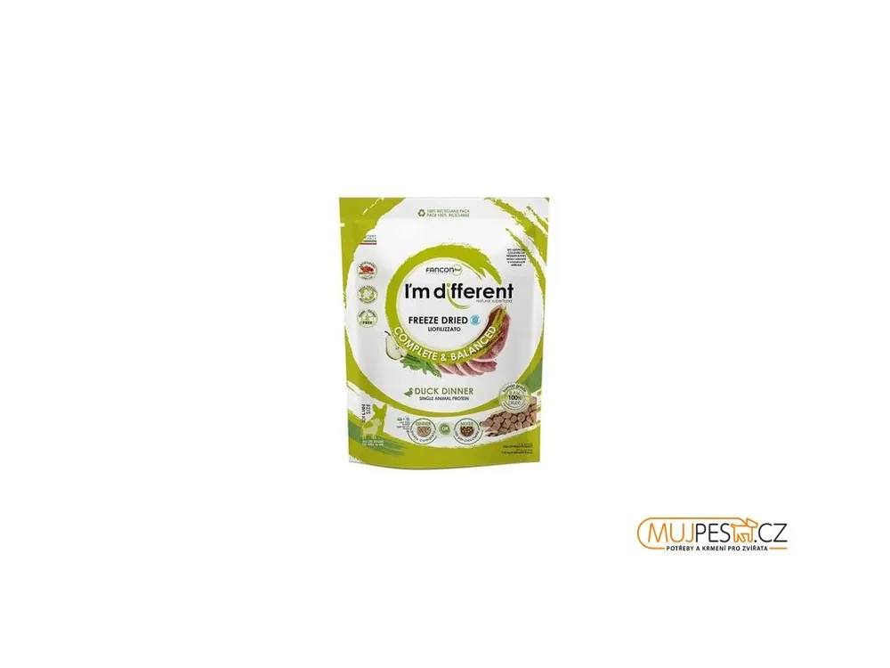 I´M DIFFERENT Duck DINNER, mrazem sušené raw krmivo s kachnou, 156 g Levný
