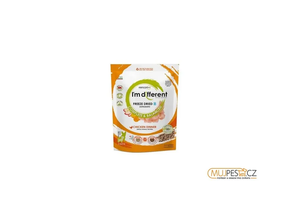 Výprodej I´M DIFFERENT Chicken DINNER, mrazem sušené raw krmivo s kuřetem, 156 g