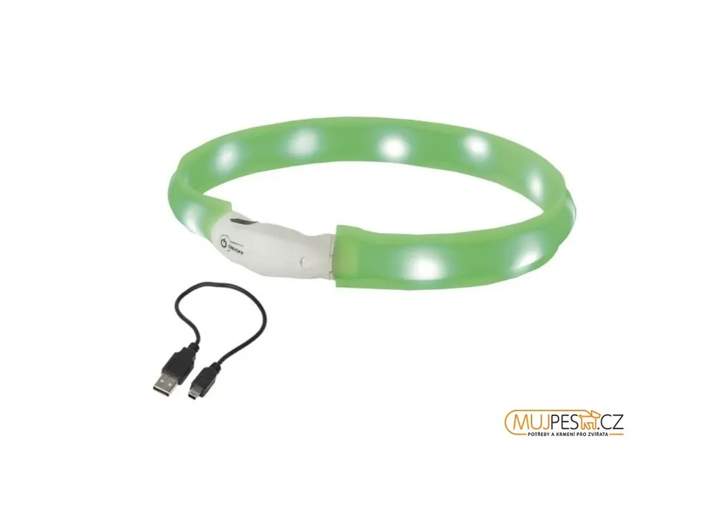 Nobby LED plochý svítící obojek pro psy zelený L 70cm Nejlepší Cena