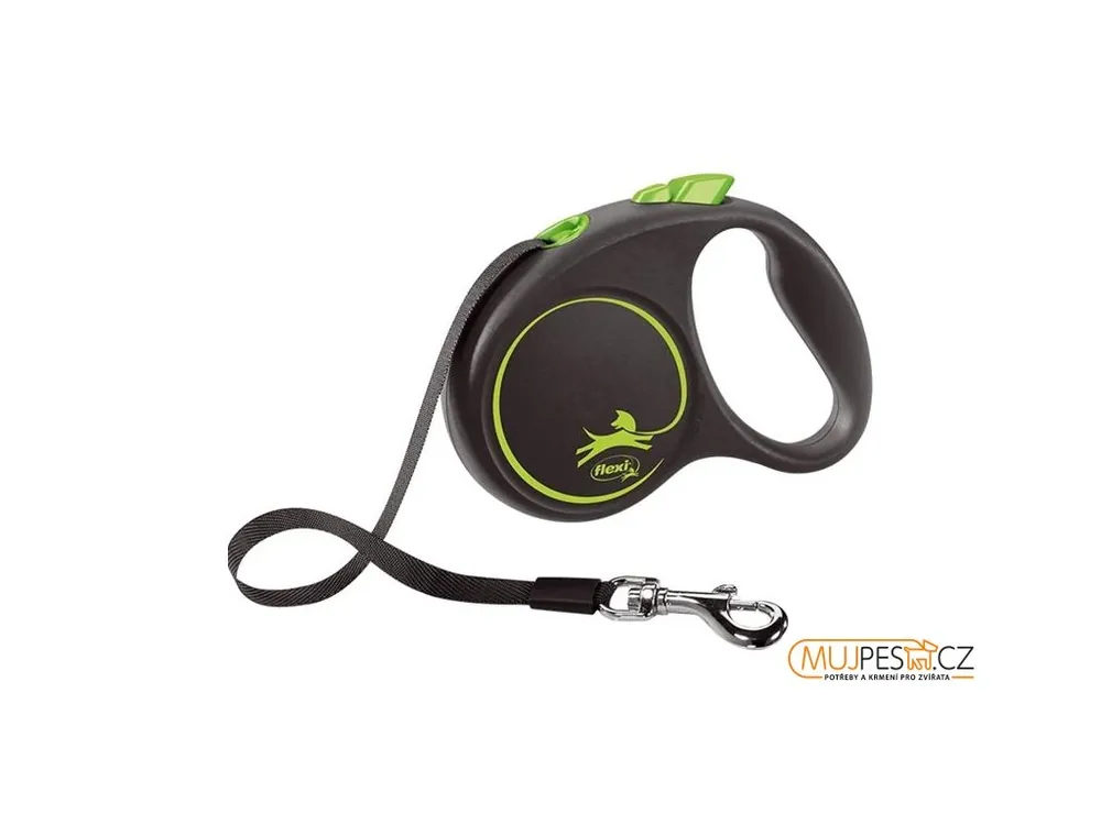 Poslední Šance Flexi Black Design S pásek 5 m zelené 15 kg