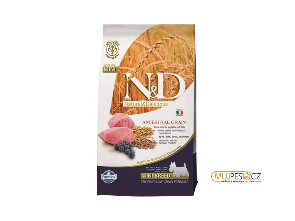 Nejprodávanější N&D LG DOG Adult Mini Lamb & Blueberry