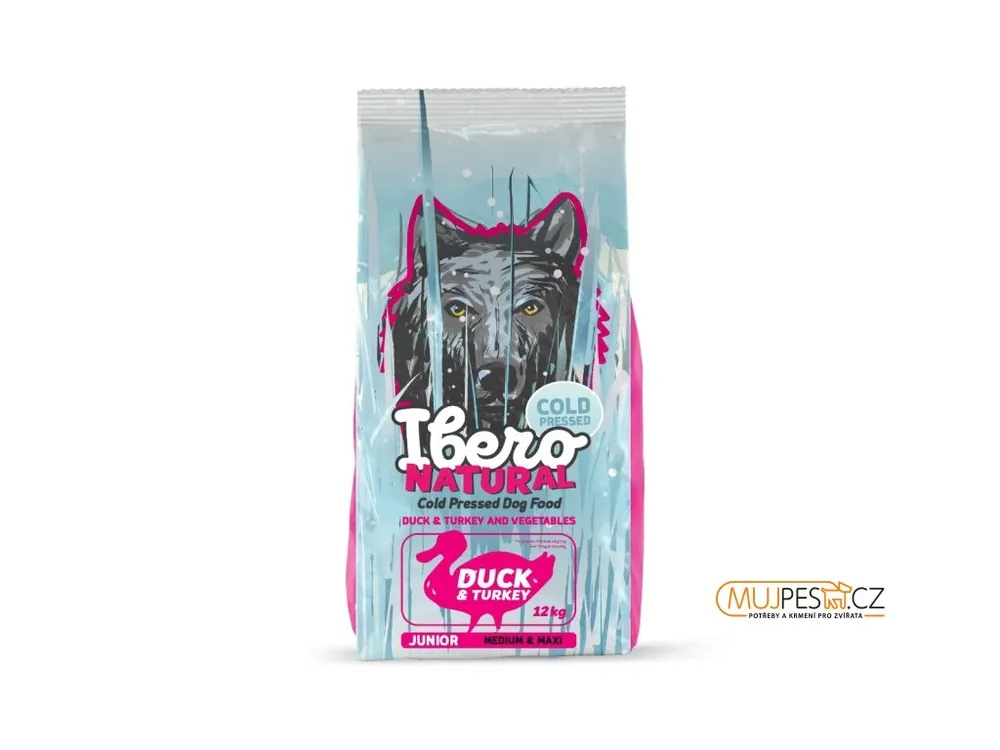 Ibero Cold Pressed Dog Junior Medium/Large Duck + mls pro pejska Speciální Cena