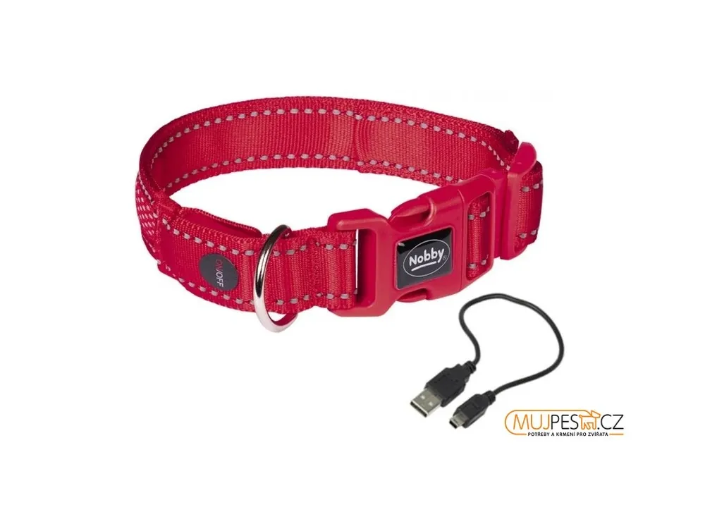 Nakupujte Hned Nobby Flash Mesh LED svíticí obojek červený vel. S-M