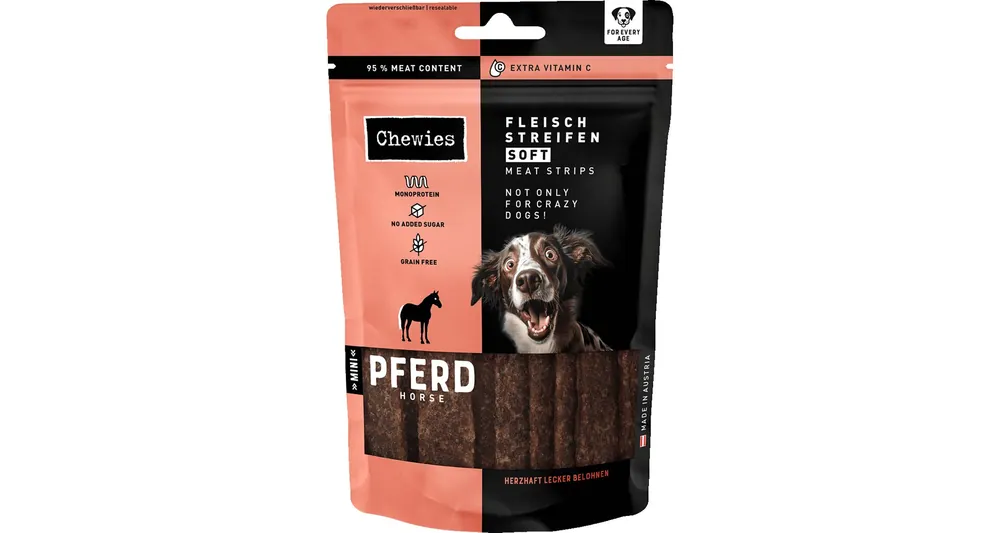 BALENÍ 8 ks – Chewies Fleischstreifen Soft Koňské maso Mini 70 g Bezpečná Platba