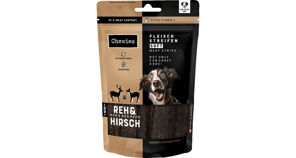 Horká Nabídka BALENÍ 8 ks – Chewies Fleischstreifen Soft Srnčí a jelení maso Mini 70 g