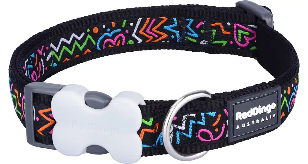 Red Dingo obojek – Squiggles Black – 25 mm x 41-63 cm Nakupujte Hned