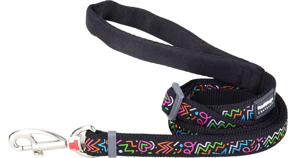 Must-Have Red Dingo vodítko – Squiggles Black – 20 mm x 1,8 m
