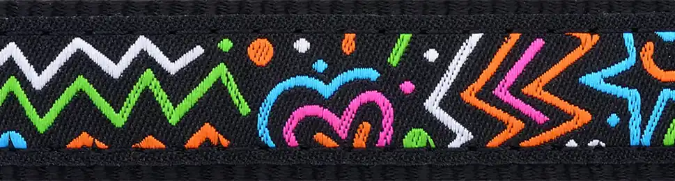 Tovární Cena Red Dingo vodítko přepínací – Squiggles Black – 12 mm x 2 m