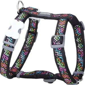 Akce Red Dingo postroj – Squiggles Black – 15 mm x 36-54 cm