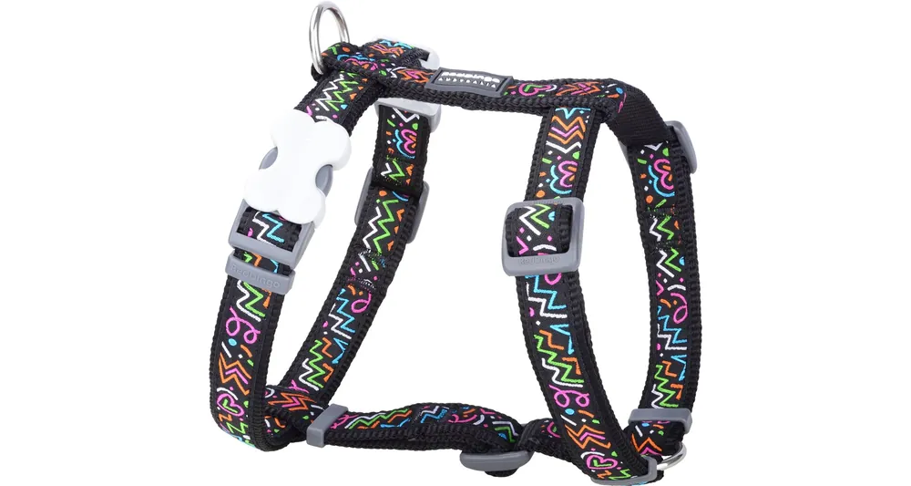 Akce Red Dingo postroj – Squiggles Black – 15 mm x 36-54 cm