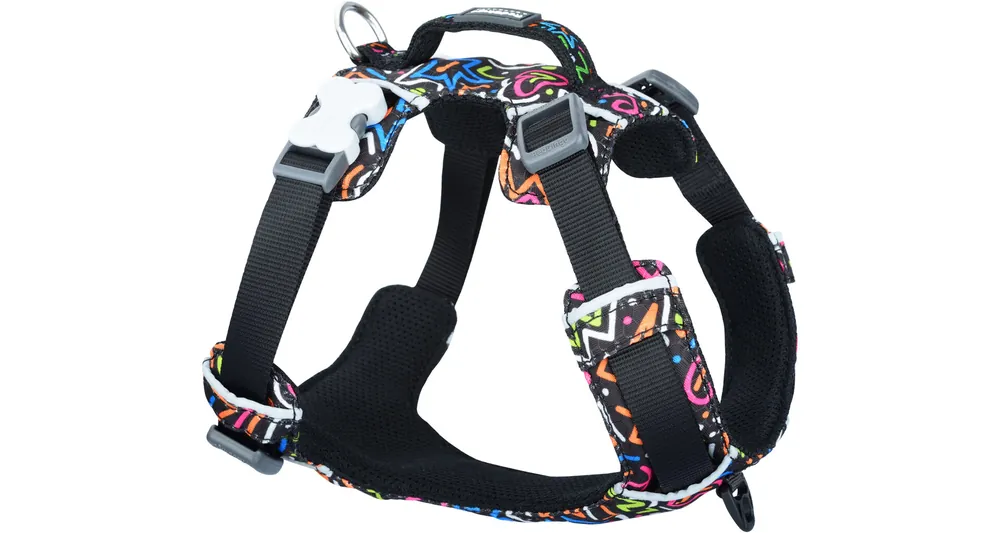 Akční Nabídka Red Dingo postroj Sport – Squiggles Black – 20 mm x 47-64 cm
