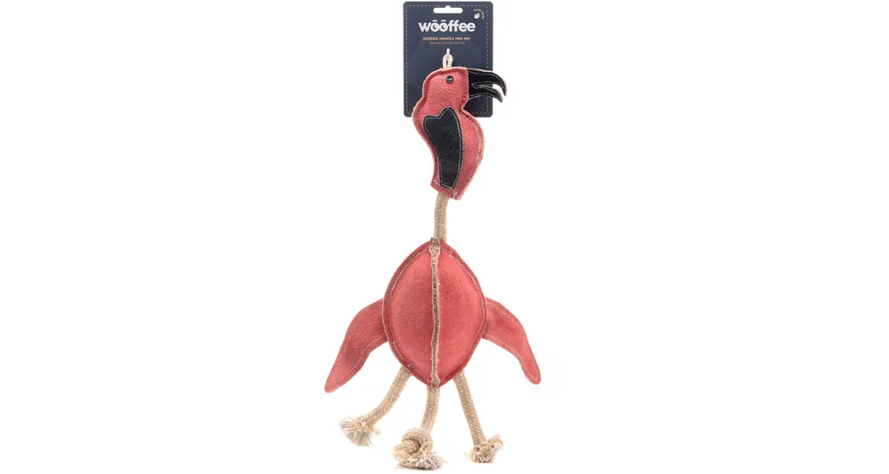 Wooffee kožená hračka Plameňák s provazy Must-Have
