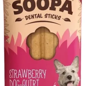 Jen Po Omezenou Doba BALENÍ 10 ks – Soopa Dentální tyčinky Jahodové Dog-Quiri 100 g