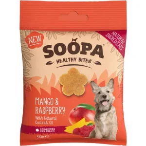 BALENÍ 10 ks – Soopa Healthy Bites s mangem a malinou 50 g Akce