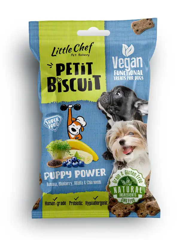 BALENÍ 7 ks – Little Chef Pettit Biscuit Grain Free – Puppy Power 100 g Časově Omezené