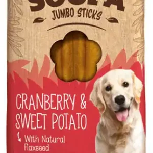 Nakupujte Hned BALENÍ 10 ks – Soopa Dentální tyčinky Jumbo s brusinkami a batáty 170 g