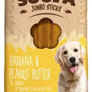Autentický BALENÍ 10 ks – Soopa Dentální tyčinky Jumbo s banánem a arašídovým máslem 170 g