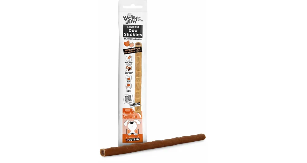 Lucky Jim DuoStickies kuře s krůtou 15 g Nová Kolekce