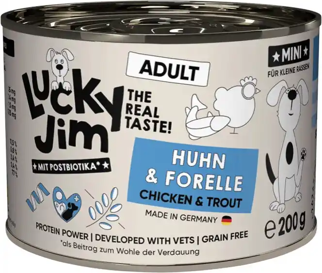 Lucky Jim Classic MINI Adult s kuřecím masem a pstruhem 200 g Časově Omezené