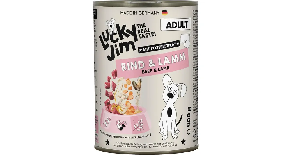 BALENÍ 6 ks – Lucky Jim Classic Adult s hovězím a jehněčím masem 400 g Výprodej