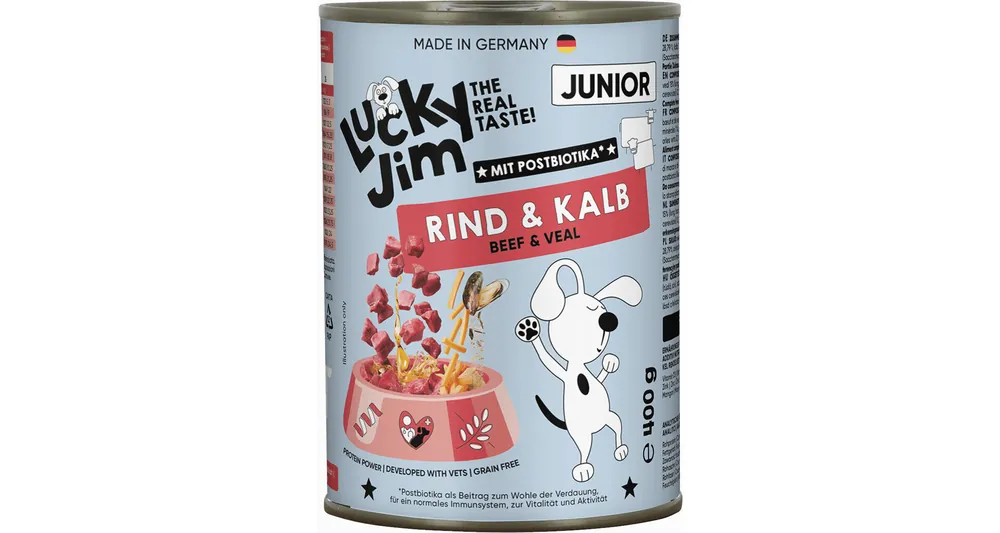 BALENÍ 6 ks – Lucky Jim Classic Junior s hovězím a telecím masem 400 g Značkový