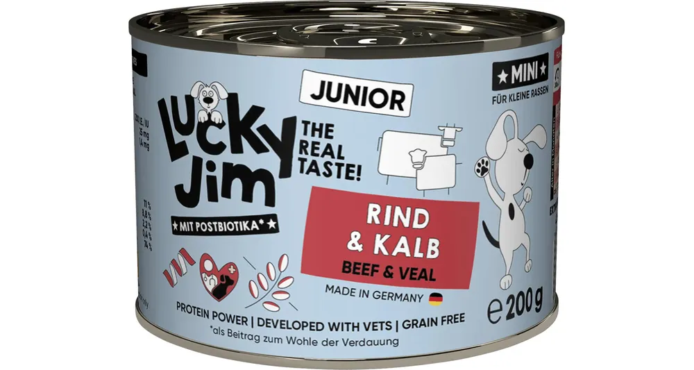 BALENÍ 6 ks – Lucky Jim Classic MINI Junior s hovězím a telecím masem 200 g Poslední Šance