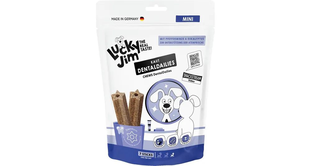 Lucky Jim DentalDailies Dentální tyčinky s mátou Mini 170 g Sleva