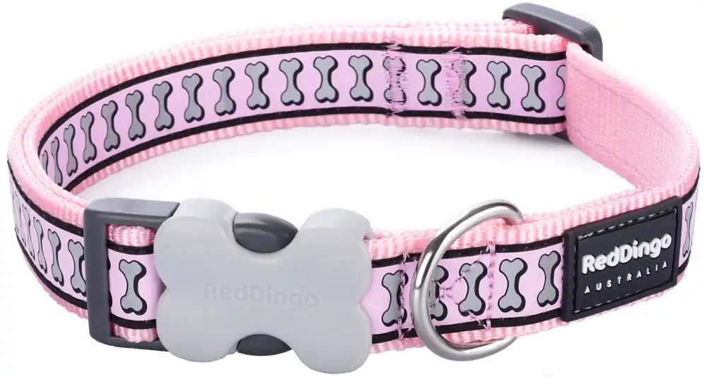 Red Dingo obojek reflexní – Bones Pink – 12 mm x 20-32 cm Nakupujte Hned