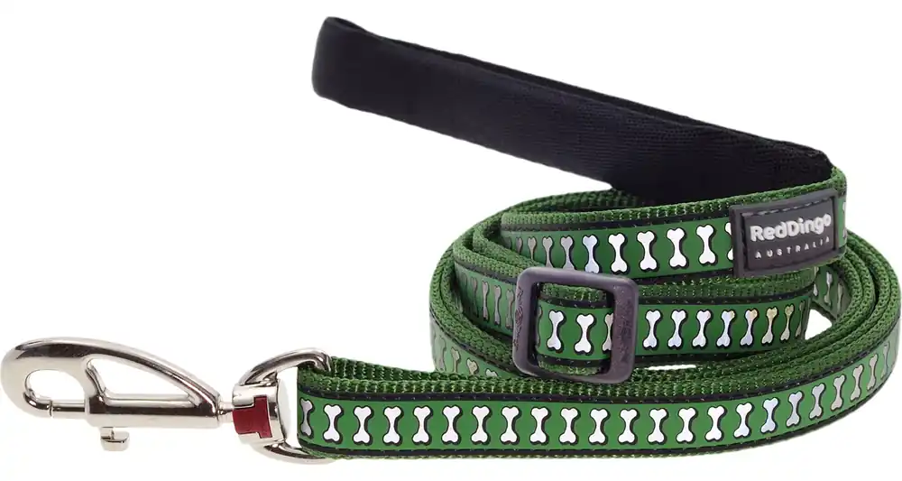 Red Dingo vodítko reflexní – Bones Green – 12 mm x 1,8 m Odeslání Ihned