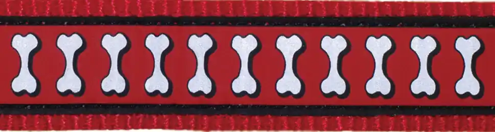 Akční Nabídka Red Dingo vodítko přepínací reflexní – Bones Red – 12 mm x 2 m