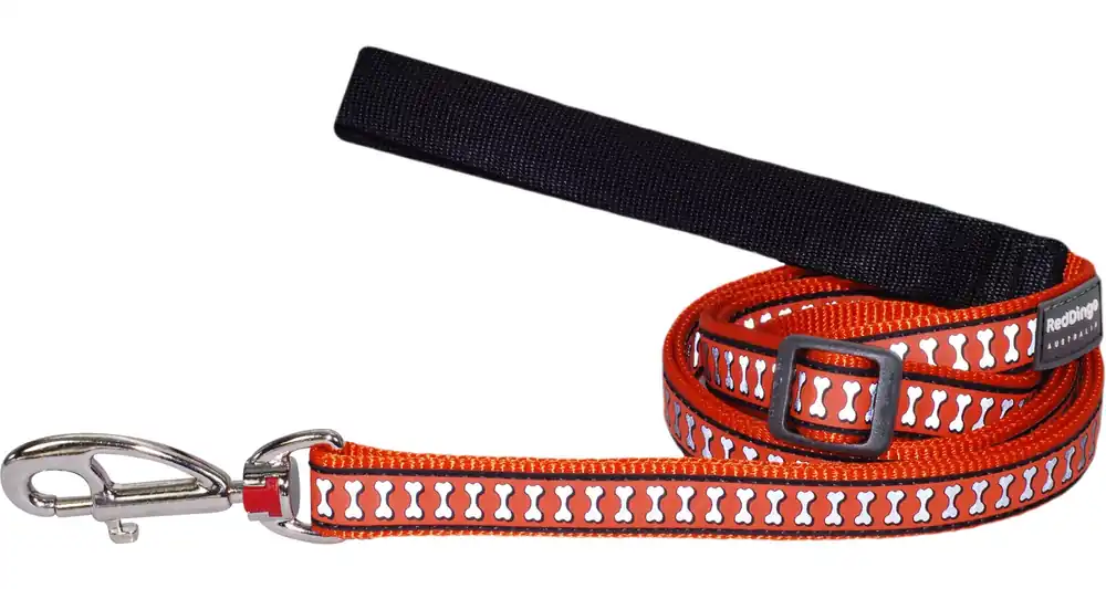 Red Dingo vodítko reflexní – Bones Orange – 25 mm x 1,8 m Bezpečná Platba