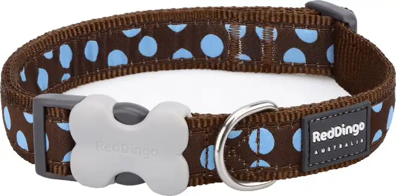Red Dingo obojek – Blue Spots on Brown – 12 mm x 20-32 cm Bezpečná Platba