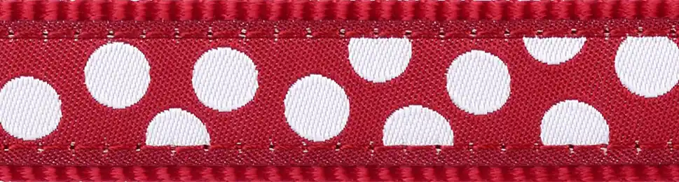 Jen Po Omezenou Doba Red Dingo vodítko přepínací – White Spots on Red – 25 mm x 2 m