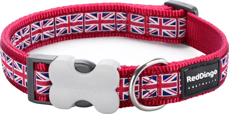 Sezónní Sleva Red Dingo obojek – Union Jack Flag – 12 mm x 20-32 cm