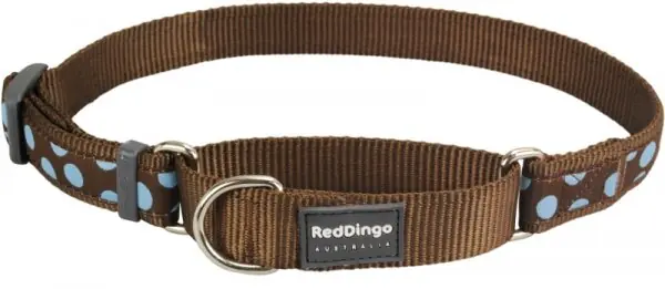 Red Dingo obojek polostahovací – Blue Spots on Brown – 25 mm x 41-62 cm Přímo Od Výrobce