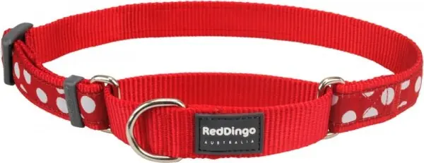 Red Dingo obojek polostahovací – White Spots on Red – 25 mm x 41-62 cm Časově Omezené
