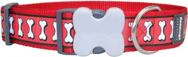 Víkendová Akce Red Dingo obojek – Bones Red – 40 mm x 37-55 cm